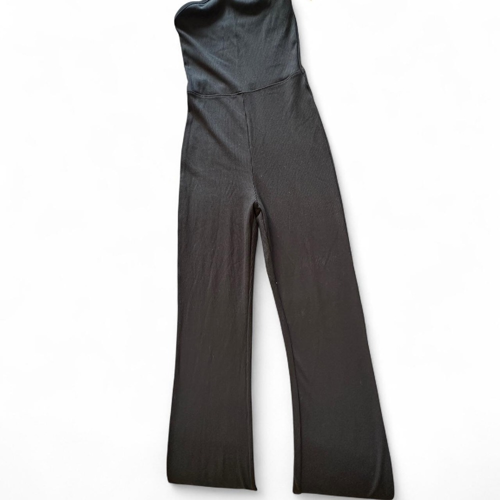 American Eagle black flare ribbed jumpsuit